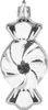 A single silver Christmas ornament shaped like a wrapped candy. Produktbild-Vorschau
