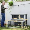 Klatka dla królika PawHut 2-poziomowa ze składanym dachem, Podgląd zdjęcia produktu 3
