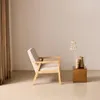 Poltrona scandinava in legno e tessuto, Crema Anteprima dell’immagine prodotto 4
