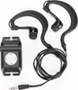 A black MP3 player with waterproof headphones is laid out on a white background. Náhľad obrázku produktu