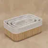 Set mit 3 Bambuskörben mit Stoffeinlage, 30 x 20 x 13 cm Produktbild-Vorschau 4