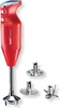 A red Bamix immersion blender with its attachments is displayed against a white background. Produktbild-Vorschau