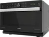 A black Whirlpool microwave with a silver trim and a digital display. Produktbild-Vorschau