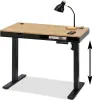 A standing desk with a desk lamp and a phone on it, shown from a front-side angle. Podgląd zdjęcia produktu