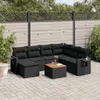 Design 8-tlg. Garten-Sofagarnitur mit Kissen Schwarz Poly Produktbild-Vorschau 1