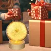 Children opening gifts around a Christmas tree, with a dandelion LED night light in the foreground. Produktbild-Vorschau