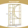 A diagram showing the dimensions of a gold and white bookshelf. Náhľad obrázku produktu