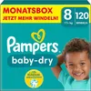 Product packaging for Pampers Baby-Dry diapers, featuring a smiling child. Náhľad obrázku produktu