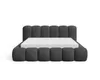 A dark gray upholstered bed frame with a white mattress, shown from the front on a white background. Voir les images du produit