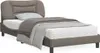 The Living Store Bettgestell mit LED Taupe 100x200 cm Stoff Produktbild-Vorschau 2