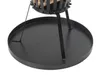 A close-up view of a black metal fire pit base with a round ash catching tray. Produktbild-Vorschau