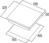 A technical drawing with dimensions of a white induction hob. Náhled obrázku produktu