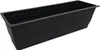 A black rectangular planter box is shown from a slightly elevated side angle against a white background. Voir les images du produit