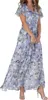 ASKSA Femme Robe d'été Imprimé Fleur Longue Ruche Manches Voir les images du produit 1