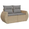 vidaXL 9-tlg. Garten-Sofagarnitur mit Kissen Beige Poly Produktbild-Vorschau 5
