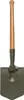A military-style shovel with a wooden handle and a green metal bowl. Produktbild-Vorschau