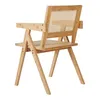 A wooden chair with a rattan-like seat and backrest, shown from the back. Produktbild-Vorschau
