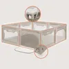 A playpen with close-up views of its corner and leg attachments. Produktbild-Vorschau