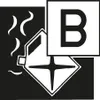 A graphic symbol representing a fire extinguisher with a letter B inside a square. Produktbild-Vorschau