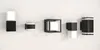 A collection of modern outdoor wall lights mounted on a white wall. Produktbild-Vorschau