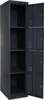 A dark gray metal locker with multiple compartments, some open and some closed. Produktbild-Vorschau