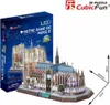 A 3D puzzle of Notre Dame Cathedral with LED lights, shown with its packaging box. Produktbild-Vorschau