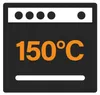 An icon representing an oven set to 150 degrees Celsius. Podgląd zdjęcia produktu