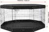 A black octagonal pet playpen with a black fabric cover on top and bottom, shown from a slightly elevated side angle. Produktbild-Vorschau