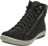 A black leather high-top sneaker with a zipper on the side. Anteprima dell’immagine prodotto