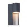 A modern outdoor wall light with a dark gray finish and a ribbed glass diffuser. Anteprima dell’immagine prodotto
