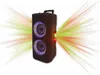 A black trolley speaker with colorful lights emanating from it. Voir les images du produit