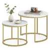 FORTENA Couchtisch Set 2tlg Rund, Marmor Look, mit goldenem Produktbild-Vorschau 1