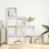 A white, multi-tiered bookshelf filled with books and decorative items, placed against a white wall. Náhled obrázku produktu
