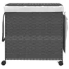vidaXL Wäschekorb mit Rollen Grau 60x35x60,5 cm Rattan Produktbild-Vorschau 3