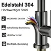 AICA Hochdruck Edelstahl Mischbatterie Ausziehbar Produktbild-Vorschau 5
