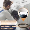 A person is working on a washing machine, with an inset showing a rubber sealing gasket. Produktbild-Vorschau