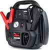 A close-up view of a black car jump starter with red clamps. Podgląd zdjęcia produktu