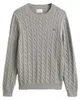 Gant Pull-over col rond gris uni 100% coton tricoté Voir les images du produit 7