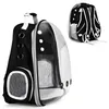 A black and clear pet carrier backpack is shown against a white background. A second, smaller image of the back of the backpack is in the upper right corner. Voir les images du produit