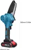 A cordless electric chainsaw with a battery pack attached, shown against a white background with dimensions indicated. Podgląd zdjęcia produktu