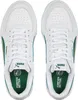 A top-down view of a pair of white Puma sneakers with teal accents. Produktbild-Vorschau