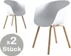 A set of two modern white chairs with light wood legs against a white background. Náhľad obrázku produktu
