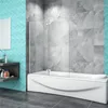 A modern bathroom with a bathtub and a glass shower screen. Produktbild-Vorschau