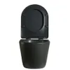 A dark gray toilet with the lid open, shown from the front. Anteprima dell’immagine prodotto