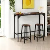 A bar table and two stools are set up in a room with a window and a shelf. Náhled obrázku produktu