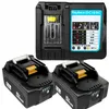 Two black 18V 6Ah batteries and a turquoise and black charger are shown against a light gray background. Produktbild-Vorschau