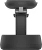 A black 3-in-1 charging station is shown from the front against a white background. Produktbild-Vorschau