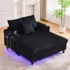 A black chaise lounge sofa with built-in USB ports and LED lighting. Voir les images du produit