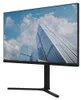 A computer monitor on a stand, displaying a picture of modern skyscrapers against a cloudy blue sky. Podgląd zdjęcia produktu