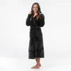 GAUBERT Uni fleece badjas met capuchon, extra lang, zwart, Productafbeelding-voorbeeld 6